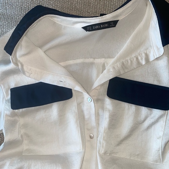 Zara basic white button down blouse - Picture 3 of 4